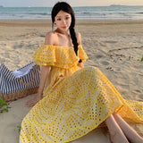 Toloer Embroidered One-Out Collar, Off-The-Shoulder Holiday