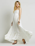 Summer New Women's Suspender Dress Fashion Sexy Backless Hanging Neck Big Swing Ruffle Lace Up Women's Beach Skirt