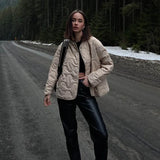 Women's Jacket Thin Parkas Coat Button Vintage Fashion Outwear Pocket Blue Coat Winter Autumn Ladies Oversize Bomber