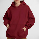 Toloer Coat Women's New Fashion Pure Color Loose Casual Temperament Long-Sleeved Hooded Winter Hoodie