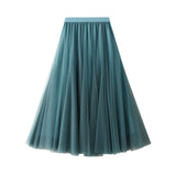 Long Yarn Skirt Half Dress Girl Autumn And Winter High Waist Long Net Yarn Skirt 100 Folding Skirt A Skirt Fairy Dress
