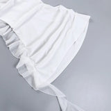 Backless Cowl Neck Flower Frill Mini Dress-Outfit