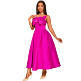 Sling Three-Dimensional Floral Dress Banquet High-Waist A-Word Swing Pony Dress