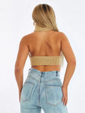 Women's Triangle Irregular Vest Pure Sexual High-Collar Knitted Back Sleeveless Top
