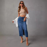 Hottie Dress A-Shaped Open Fork Thin Cowboy Half-Body Dress 2025 Spring And