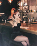 Satin Backless Tie Mini Dress-Outfit