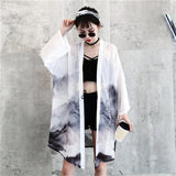 Chinese Style Printed Shirt Woman Causal Long Kimono Cardigan 2023 Long Sleeve Loose Blouse Sun Protection Blouses