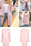 Winter Solid Color Knitted Hooded Casual Simple Fashion Cardigan Long Loose Long Sleeve Knitted Sweater Coat