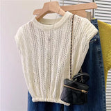 Women Hollow Out Sexy Camis Korean Fashion Design Knitted Sleeveless Tops Casual Female All Match Tanks Summer New-Outfit