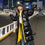 Women Winter X-length Puffer Hood Bomber Basic Jacket Long Female Coat Loose Parka Plus Size Korean Hat S Outerwear Snow