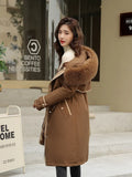 One Dress Three Wear Detachable Pie To Overcome The Wool Collar Female Long Knee Cotton-Padded Clothes And Thick Waist Show Thin Cotton Coat-Outfit