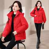 Large Size 300 Catties Fat MM Cotton Clothes Female Short Style 2024 New Korean Version Loose Cotton-Padded Jacket Fashion Hooded Cotton-Padded Jacket-Outfit