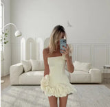 Dress Tight Dress Irregular Lotus Ribs Waist