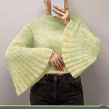 Horn Sleeves Lazy Short Sweater Ins Fall's New Fashionable Commuter Blouse Women's Wear-Outfit
