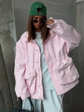 Solid Color Collection Waist-Fitting Wind Coat Drawstring Adjustment Waist Loose Tide High-Sensing