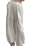 White Slacks Loose Thin Jazz Dance Lanterns Hot Babes Solid-Colored Casual