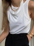 Toloer New Commuter Trend Irregular Fake Two Sling Vest Women's Round Collar With A Top T Shirt-Outfit
