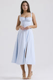 New Sexy Bare Back Sling Dress Holiday Breeze Flower Fork Long