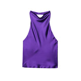 Homemade New Women's Clothing Silk-Sin-Flavor-Sense Hanging Neck Collar Top