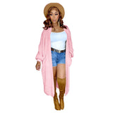 Toloer New Women's Pure Color Casual Sweater Cardigan Long Coat-Outfit