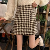 Gingham Plaid High Waist Mini Pencil Skirt-Outfit