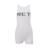 Toloer Summer Trend New Sexy Micro Letter Print Show Thin Versatile Straight Jumptop-Outfit