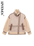 Women Fashion Thick Warm Faux Fur Shearling Jacket Coat Vintage Long Sleeve Zip-up Female Outerwear Chic