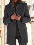 Autumn And Winter Retro Button-Collar Hair Coat Women's