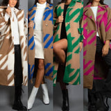 New Autumn Women's Dress A Number Of Stylish Long-Sleeved Collar Coat Prints This