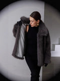 2025 Solid-Color Artificial Fur Coat Female Coat Elegant
