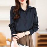 And Autumn 2025 New Advanced Sensational Anti-Floored Wrinkled-Faced Shirt For Women's French Leisure Career Commuting