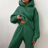 Toloer 2024 Women's Solid Color Casual Fashion Pants And Thick Long-Sleeved Hoodie Hoosuit For