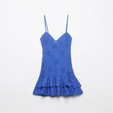 Toloer New Women's V Collar High Waist Splicing In The Long Sling Dress Women's Style-Outfit