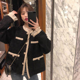Lace Bright Tweed Female Coat Women Spring Jacket Autumn Outerwear Coats Channel Style Za Suit Cropped Stripeed