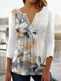 Wear Floral Printed V-neck Sleeve Pleated