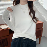 Knitted Semi-High Collar Bottomed Shirt In Autumn And Winter, The New Elastic Soft Waxy Pro-Skin Polished Coat-Outfit