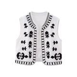 Spring Casual Loose Embroidered Cardigan Vest-Outfit