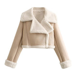 New Women's Collar Fur All-In-One Double-Sided Short Jacket
