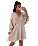 Early Autumn New V-Collar Dress Ins Casual Home Loose Multicolor Dress For Women-Outfit