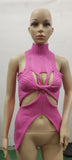Toloer Irregular Sleeveless Hollow Out Kink Wool Woven Vest Women's Fashion Half High Collar Solid Color Crop Top-Outfit