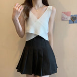 Color Cross Waistcoat Women Wearing Summer Slings New Deep V Bosom Sexy Hottie Sleeveless Top In