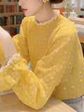 Toloer Floral Shirt Female Spring Small Wearing French Temperament Wooden Ear Tops 2025 New Beautiful