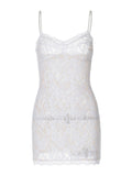 Women's Clothing 2024 Spring And Summer New Sexy Hot Lace Perspective Dress Hollow Sling Bag Hips Short
