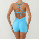 Toloer Tie Rope Honey Peach Hip Sweatpants Air Yoga Onesie Speed Dry Sports Beauty Back Fitness Jumpsuit-Outfit