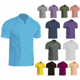 Men's Fitness Plus-Size Sports T-Shirt Men's Elastic Cotton Pocket Short-Sleeved Summer V-Neck Polo