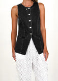 Retro Fashion Round-Neck Sleeveless Roll-Back Jacket Vest