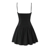 Cami Buttoned Style Pleated Tie Up Mini Dress-Outfit
