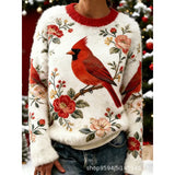 2025 3D Digital Print Round-Neck Sweater Knitted