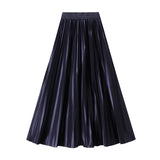 Version Of The Thin Spring New Bright Face Luster High Waist 100 Folds A Word Showing Skinny Dress Half-Dress Skirt