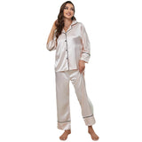 Toloer Silk Pajamas Lady Autumn And Winter Long-Sleeve Pajama Pants Home Suit Can Be Worn Outside-Outfit
